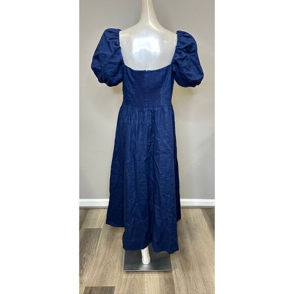 Reformation Marella Linen Midi-Dress IN Danube US 12 $278 - Picture 8 of 10